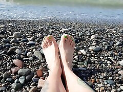 Salted sea feet and toes dildoed and fucked Nika
