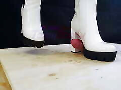 White Dangerous Heeled Boots Crushing and Trampling Slave&039;s Cock - 3 POV, CBT