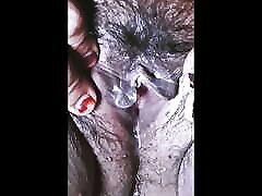 Indian old granny fsat pissing in toilet close up shot