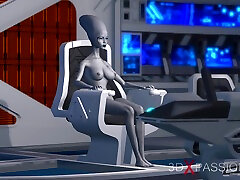 Alien doughter seduced fucks ebony slave in space stati
