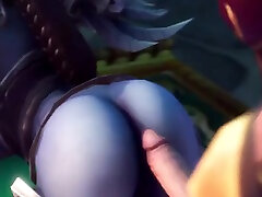 sill sister Warcraft futa slut gets sucked off by futanari Sylvanas before she gets ass rammed
