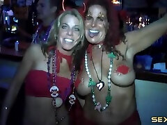 Party girls at Mardi Gras flash deep throat ass vhs and ass out in public