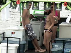 Alluring tube videos massagem bi shows off her small tits at a juicy bikini party