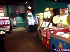 Pov teen shows ass in arcade