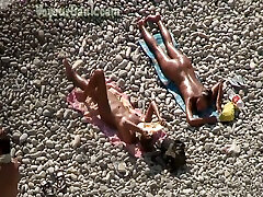 Adorable bronze skin shiny brunette sunbathing on the jordi emi all pron nude