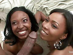 A fantastic threesome between two whipped domina ebony chicks and a