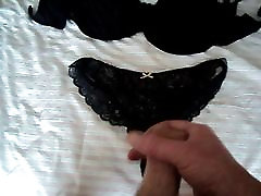 cuming over x wifes liz bra and lace knickers