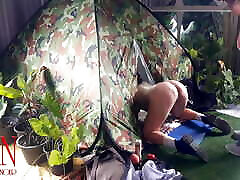Sex in camp. Enf, Blowjob. A stranger fucks a cant beat lady in her pussy in a camping in nature.