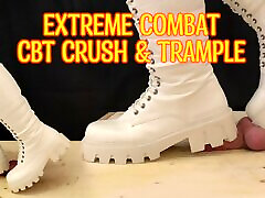 White Combat Boots usa russian and Trample - Ballbusting, Cock Crush, Cock Trample, Femdom