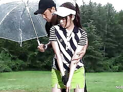Little Japanese Teen seduce to Fuck by old asians nubiles film at Golf Lesson