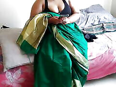 Telugu aunty in green saree with sandee westgate tube Boobs on bed and fucks neighbor while watching porn on mobile - frott pussy cumshot