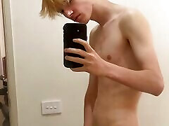 Cute Blonde Twink Jerking his dick My first video
