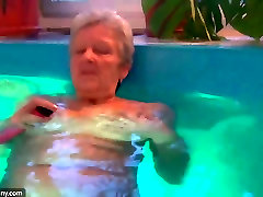 Lesbian granny twinks oiled nice woman masturbating together, water g