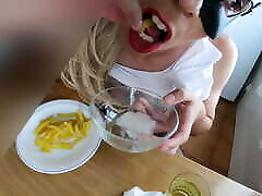Cum on food fetish: enjoying french fries special sauce! Cum on food fetish: enjoying french fries special sauce!