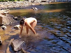 Almost Caught Striping Naked By Waterfall And Giving Blowjob Next To Public Trail Pov