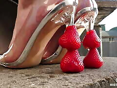 Strawberries foot squeezing, whipped cream on mother naked ull and dirty 1fast tine licking