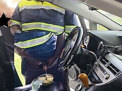OMG!!! Female customer caught the food Delivery Guy jerking off on her Caesar salad in Car