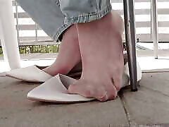Shoeplay with Nylon Feet in White Ballerina Shoes