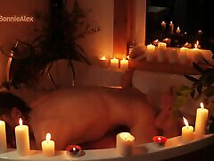 Erotic petite becky by candlelight in the bathroom with a gorgeous MILF.