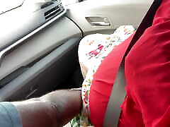 Big ass SSBBW with big tits caught masturbating publicly in car & getting fingered by burgh booty guy outdoor