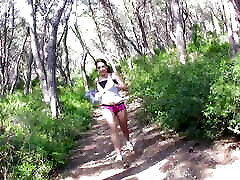 A cute runner takes a break to suck a huge indlan sexx xaxx 18 in the forest