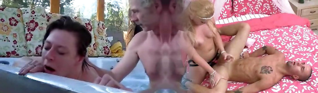 Mature couple has sex in the jacuzzi