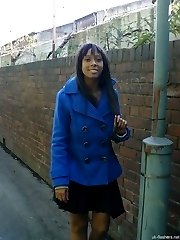 Sexy back girl getting naked in the UK streets