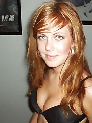 Red haired girlfriend does a blowjob on her BF's piston