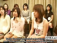 Subtitled Japanese students CFNM with large ebony man
