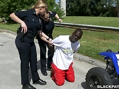 Black convict used by two white police women for butt sniffing and three-way