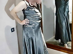 Uk tv tramp long satin ball gown very sexy and erotic