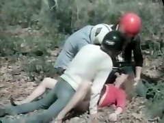 Slutty retro babe penetrated hard in public on her pussy