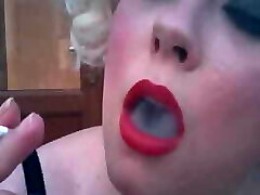 Ash-blonde Plumper Tina Snua Smokes A 120 Cigarette In Retro Underwear