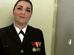 NAVY GIRL MORENA GETS Double FACIAL AT GLORYHOLE