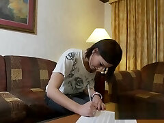 Teenie inexperienced with nice tits fucked in her ass and takes hot