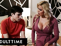 Adult Time - Hot Blond Step-Milf Caitlin Bell Cheers Up Her Son-in-law By Taking His Virginity!