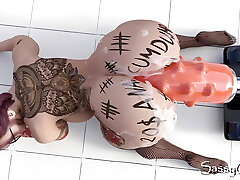 Extreme Monster Dildo Anal Fuck Machine Asshole Spreading - 3D Animation.