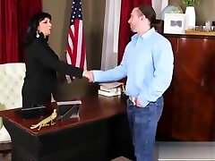 Dutch dark-haired with big tits satisfies her new boss