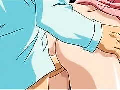 Amazing anime porn babe taking loaded shaft in mouth and pussy