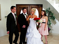Sexy bride Tasha Reign kisses energetically at the wedding