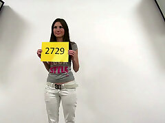 Nice busty Czech brunette Lucie came to casting to become a porn star