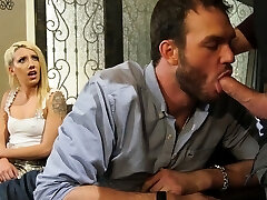 Blond girlfriend Sophia Mercy finds out that her boyfriend is bisexual