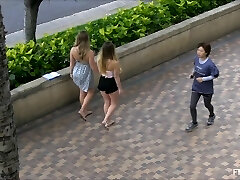 Outdoor performance with bikini ladies kissing and fingering beach fuck-fest