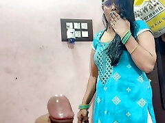 Stepmother Pinki Caught her Stepson naked, She help for tight pennis and Popshot in mouth.