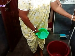 Sexy Bhabhi In Yellow Nighty Smashing With Her Spouse In Bathroom