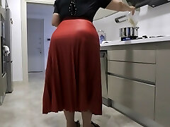 my stepmother's red skirt hardened my spunk-pump.