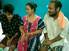 Hot Milf Aunty shared! Hindi latest Gonzo threesome sex