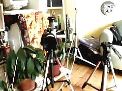 A tattooed surprise double treat lady enjoys filming herself while riding a massive dick