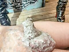 Urethral waxing - slut empera burning drips on dickhole - Mistress Zeida DFC and Mistress Roberta OWK