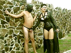 Heels in to balls - ballbusting - ball whipping CBT - Lenting my slave for hard torture